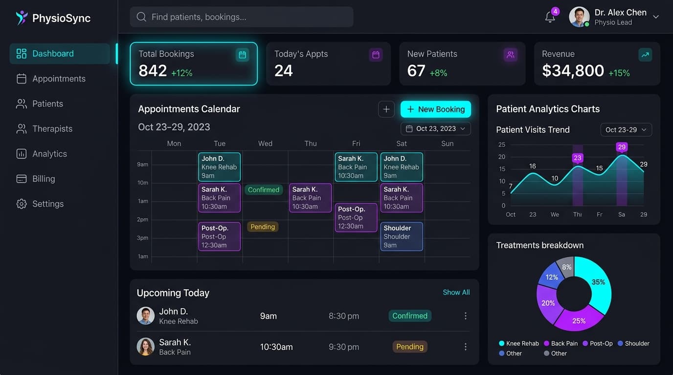 PhysioFlow SaaS Management Dashboard